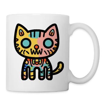 Halloween Zombie Katze Bunt - Tasse - Weiß - Rechts