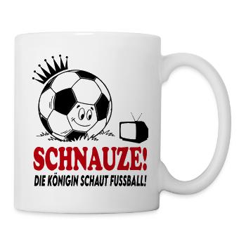 Schnauze Die Königin schaut guckt Fußball - Tasse - Weiß - Rechts