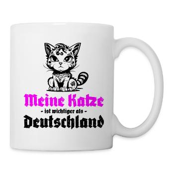 Meine Katze ist wichtiger als Deutschland - Tasse - Weiß - Rechts