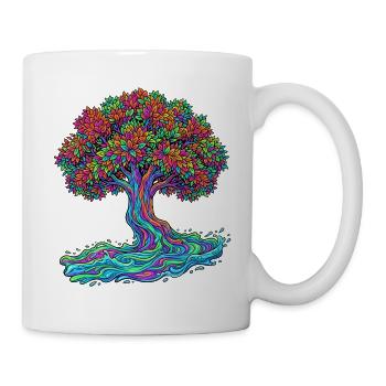 Baum des Lebens – Psychedelic Regenbogen Motiv - Tasse - Weiß - Rechts