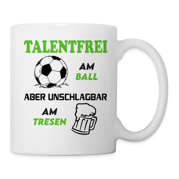 Fußball Fussball Talentfrei am Ball Tresen Bier - Tasse - Weiß - Rechts