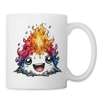 Farbfeuer Monster Vulkan mit Augen - Tasse - Weiß - Rechts