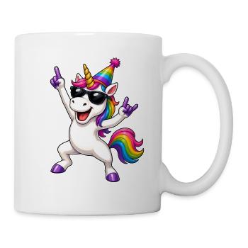 Regenbogen-Einhorn Partylook - Tasse - Weiß - Rechts