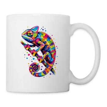 Bunter Chamäleon farbenfroh - Tasse - Weiß - Rechts