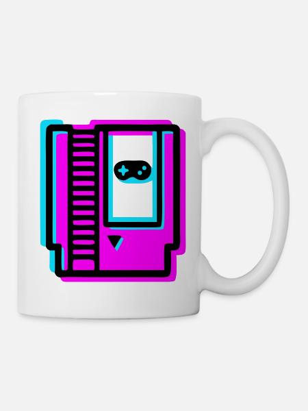 Retro Spielekassette Glitch Logo - Tasse - Weiß