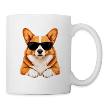 Corgi mit Sonnenbrille - Tasse - Weiß - Rechts