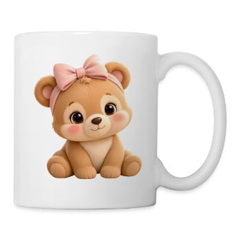 Kuschelbär mit rosa Schleife - Tasse - Weiß - Rechts