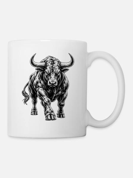 Stier Grafik - Tasse - Weiß