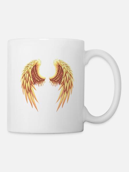 Goldene Engelsflügel - Tasse - Weiß
