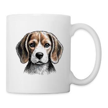 Beagle Line Portrait - Tasse - Weiß - Rechts