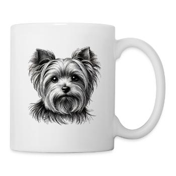 Yorkie Porträt - Tasse - Weiß - Rechts