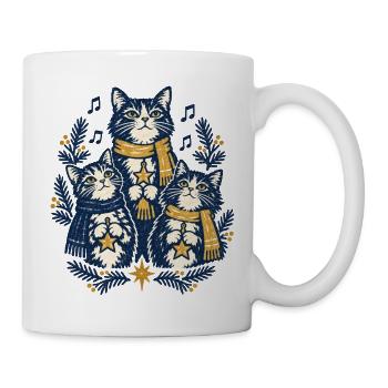Weihnachtskatzen Singen Chor Katzenliebhaber Stern - Tasse - Weiß - Rechts