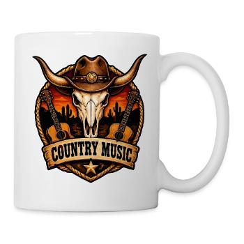 Country Musik Schädel Ranch - Tasse - Weiß - Rechts