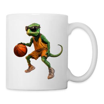 Basketball-Echse im Orange-Trikot - Tasse - Weiß - Rechts