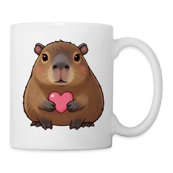 Capybara Wasserschwein mit Herz Geschenk  - Tasse - Weiß - Rechts