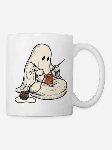 Strickender Herbstgeist - Tasse - Weiß