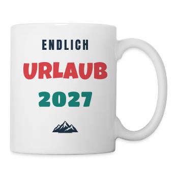 Endlich Urlaub 2027 Spruch Reise Geschenk - Tasse - Weiß - Rechts