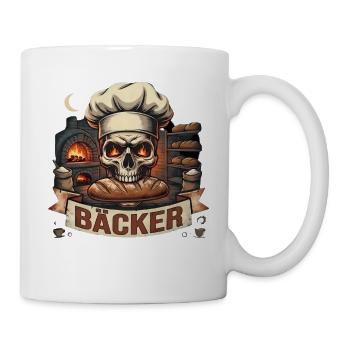 Totenkopf Bäcker Motiv - Tasse - Weiß - Rechts