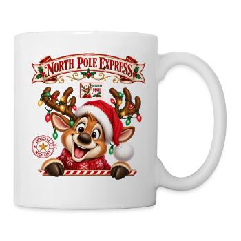 Rentier Reindeer Weihnachtsrentier Lichterkette - Tasse - Weiß - Rechts