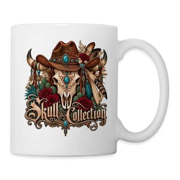 Skull Biker Buffalo Skull Horned Hut - Tasse - Weiß - Rechts