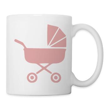 Rosa Kinderwagen Baby Geburt Mädchen Geschenk  - Tasse - Weiß - Rechts