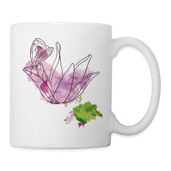 Blüte mit Insekt - Tasse - Weiß - Rechts