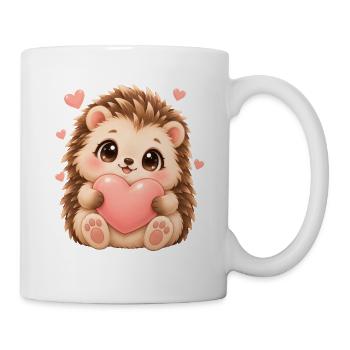 Igel und Herzmotiv - Tasse - Weiß - Rechts