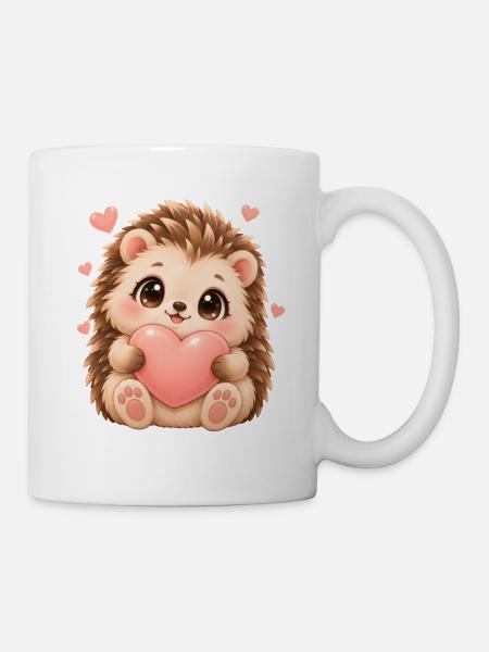 Igel und Herzmotiv - Tasse - Weiß