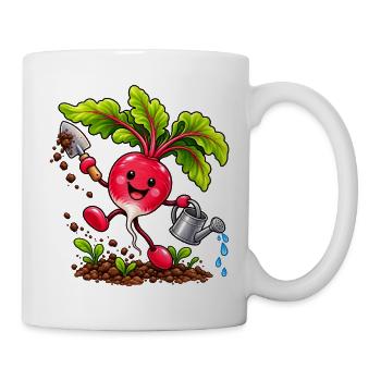 Fröhliches Radieschen beim Gärtnern  - Tasse - Weiß - Rechts