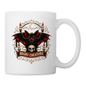Nachtkreatur mit Fledermaus und Schädel - Tasse - Weiß - Rechts