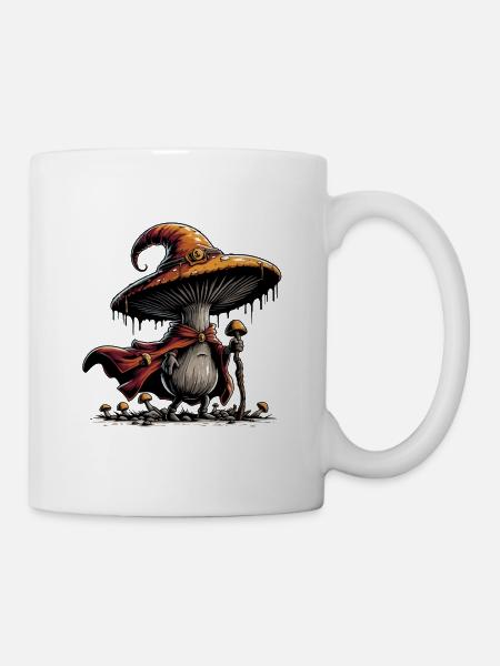 Pilz Zauberer mit Umhang - Tasse - Weiß