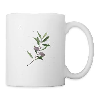 Olivenzweig Aquarell - Tasse - Weiß - Rechts