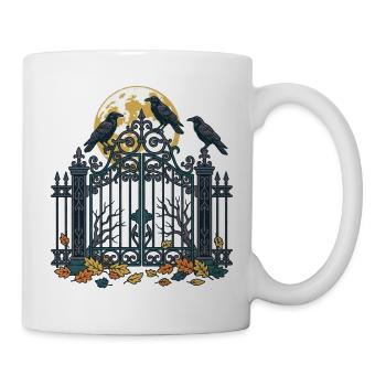 Krähen auf dem Friedhofstor - Tasse - Weiß - Rechts