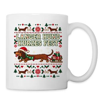 Weihnachtsdackel - Langer Hund kurzes Fest - Tasse - Weiß - Rechts