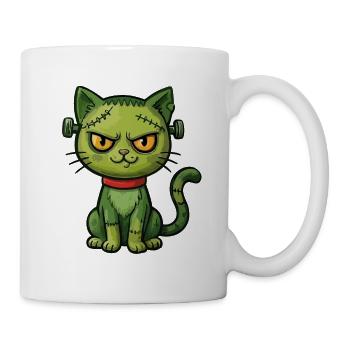 Grüne Zombie-Katze - Tasse - Weiß - Rechts