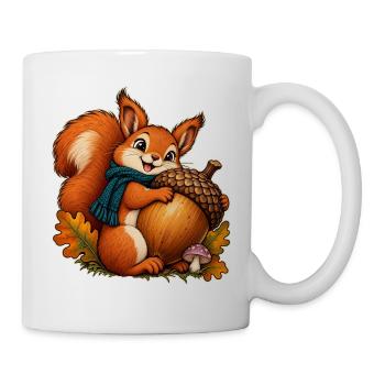 Eichhörnchen mit einer riesigen Eichel - Tasse - Weiß - Rechts