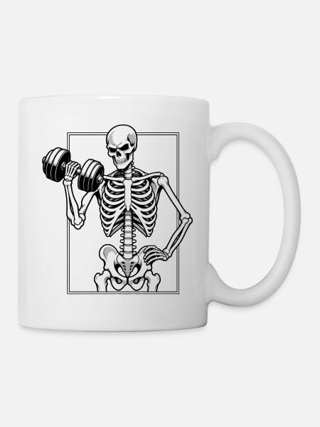 Skelett beim Hanteltraining - Tasse - Weiß