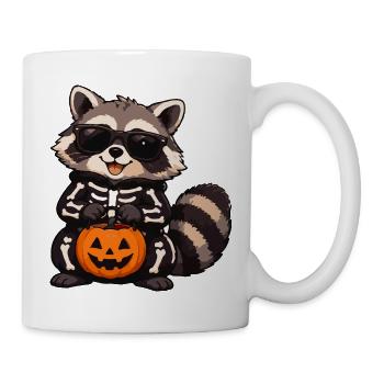Skelett-Raccoon mit Kürbis - Tasse - Weiß - Rechts