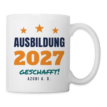 Ausbildung 2027 geschafft – Azubi a. D. Geschenk - Tasse - Weiß - Rechts
