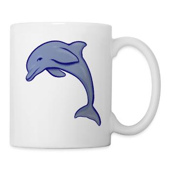 Blue Dolphin Silhouette Wave Emblem - Tasse - Weiß - Rechts