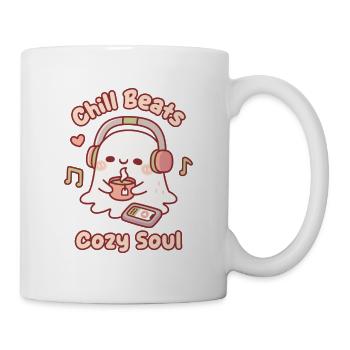 Chill schlägt Cozy Soul Cute Ghost mit Kopfhörern - Tasse - Weiß - Rechts