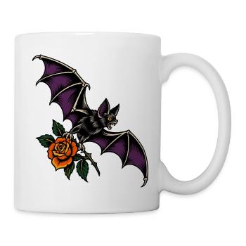 Fledermaus mit Rose – Tattoo - Tasse - Weiß - Rechts