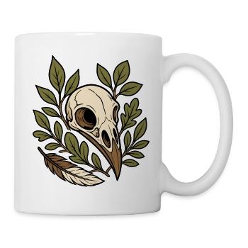 Vogelschädel Feder Blätter Natur Skull Vektor Shir - Tasse - Weiß - Rechts