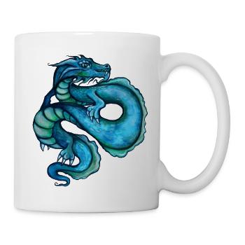 Azurblauer Ozeandrache - Tasse - Weiß - Rechts