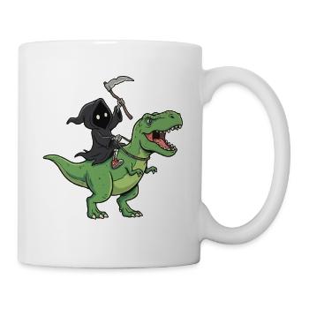 Sensenmann auf T-Rex  - Tasse - Weiß - Rechts