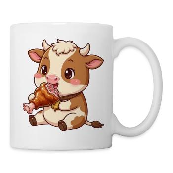 Kuh Braten Lecker Chibi Cartoon - Tasse - Weiß - Rechts