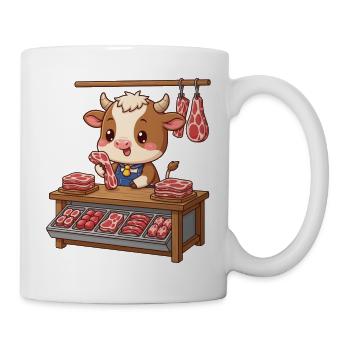 Kuh Design Fleischer Chibi Metzger Kuh - Tasse - Weiß - Rechts
