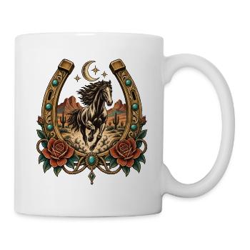 RobVibe Wildpferd im verzierten Hufeisen - Tasse - Weiß - Rechts