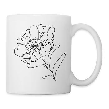 Pfingstrosenzeichnung Illustration - Tasse - Weiß - Rechts