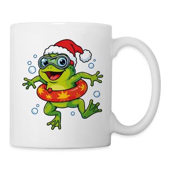 Weihnachtsfrosch mit Schwimmring - Tasse - Weiß - Rechts